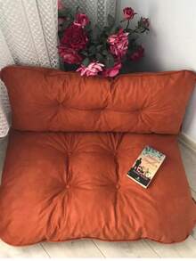 Premium Oversized Floor Pillow With Back Support - Indoor & Outdoor Versatile Seating - - Orange - View 6