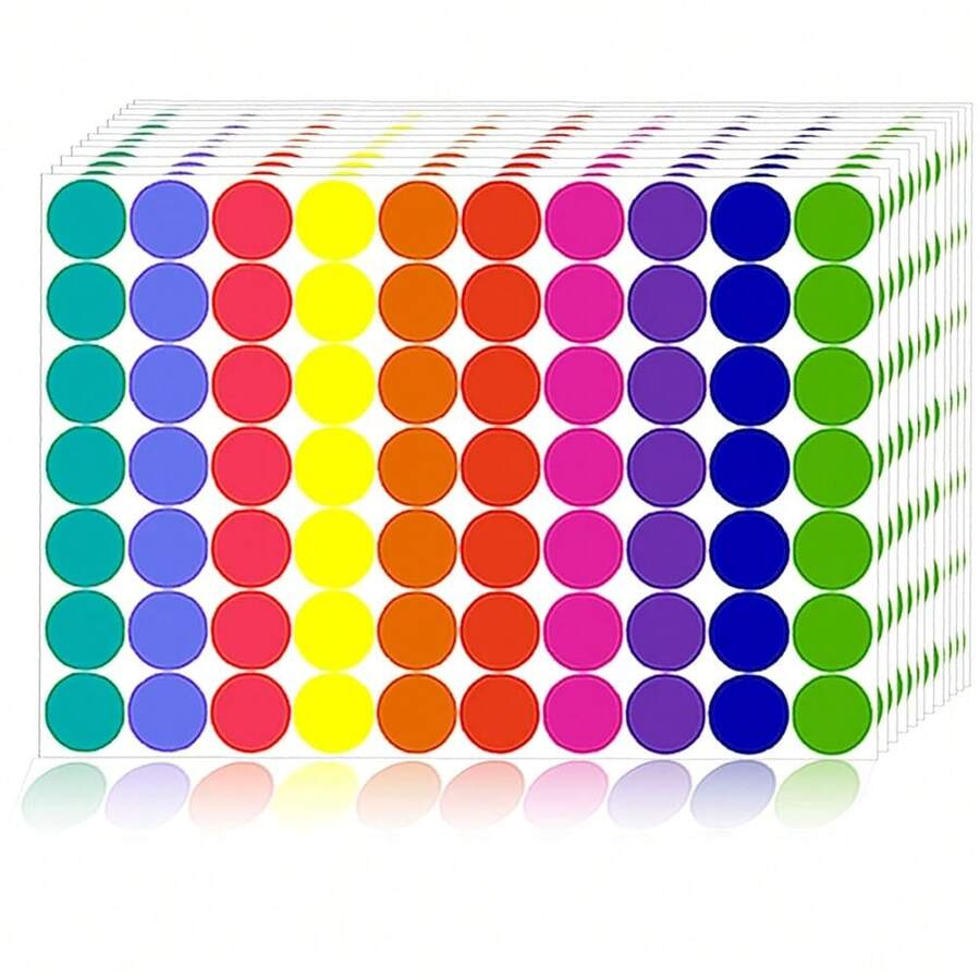 2800 piezas Etiquetas de puntos de colores redondos, etiquetas de codificación de colores, etiquetas de puntos circulares, pegatinas de puntos para oficina, aula, papeles, etc. - 10 colores/2800 piezas - Ver 1