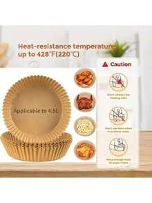 50/100/150/200pcs Universal Air Fryer Liners - Uncoated Heat Resistant Non-Stick Baking Paper, Suitable For Oven And Microwave, Home And Commercial Use, Baking Cooking - Baking Paper - View 4