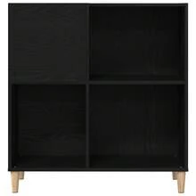 vidaXL Mueble de vinilo marrón negro 84,5 x 38 x 89 cm madera de ingeniería - Negro - Ver 3