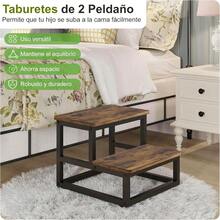 CYPNJeeLeeko Taburete EscalónBanquito de Madera para niños y Adultos Banco Infantil Multiusos con Estructura de Metal y Base Antideslizante Cocina y Cama Marrón 2 PeldañosFashion - 219668292 - Ver 4