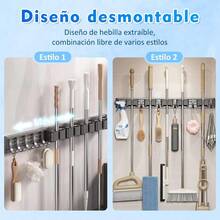 CYPNOrganizador de Escobas Porta Escobas y Trapeadores Pared Organizador de Pared con 6 Ganchos y 5 Estantes Colgador de Escobas y Trapeadores para Garaje Cocina Baño JardínFashion - 221268601 - Ver 5