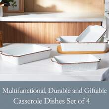 Casserole Dishes For Oven, Porcelain Baking Dishes, Ceramic Bakeware Sets Of 4, Rectangular Lasagna Pans Deep With Handles For Baking Cake Kitchen, White (11"/12"/14"/15"), Series - trắng - Xem 7
