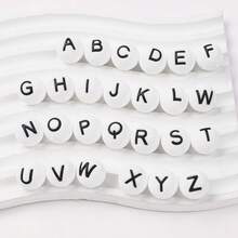 10/26pcs 15mm Silicone Letter Beads A-Z, DIY Bracelet Necklace Pacifier Chain Accessories - White - View 5
