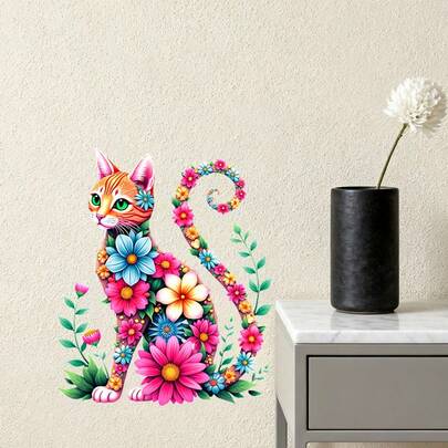 1pc Assorted Cat Decorative Stickers, Perfect For Cat Lovers, Suitable For Living Room, Bedroom, Study Room And More Scenarios
