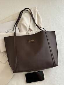 2pcs/Set Solid Color Small Shoulder Tote Bag & Clutch Wallet, PU Leather Material Suitable For Girls, Women Shopping, Work Commute And Daily Use - Coffee Brown - View 8
