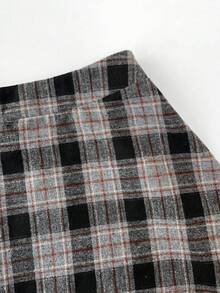 Chân váy maxi kẻ caro EARO Chic dành cho nữ, cạp cao, dáng chữ A, chất liệu len pha, thích hợp mặc đi làm. - Xám - Xem 5