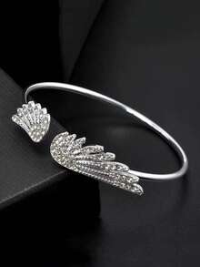 1 chiếc vòng tay hình cánh thiên thần bằng bạc có thể điều chỉnh, phụ kiện dành cho nữ, trang sức cá nhân hóa tối giản, trang trí tiệc. - Bạc - Xem 1