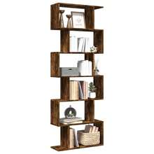 vidaXL Étagère séparée de pièce à 6 ébenex chêne fumé 70x24x193cm - Tabac - Voir 1
