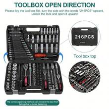 216pcs 1/2" 1/4" 3/8" Socket Wrench Spanner Set With Bits Mechanic Tool Kit - 216-piece - View 1