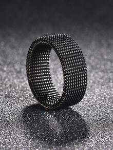 1 pieza Anillo de estilo de malla flexible de acero inoxidable, negro - Negro - Ver 5
