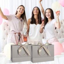 CUCI- 12pzs Bs de  Bs de  de 32 x 25 x 11  con 24 P de Seda y 12 Tars de Felicitación B de Lujo con Asas para Aniversas Bodas Cumpleaños Vuelta al Cole Campán - Champán - Ver 5