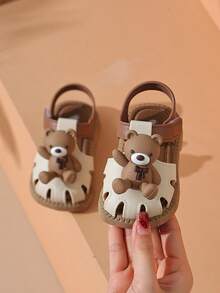 Toddler/Kids Summer Cartoon Closed Toe Slippers, Soft Bottom Anti-Slip Indoor Sandals - Khaki - View 3