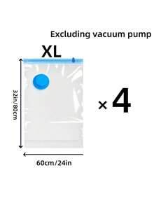 4pcs Extra Large Vacuum Storage Bag Set, Space-Saving, Reusable, Waterproof And Moisture-Proof Compression Bags, Suitable For Clothes And Bedding, Travel Luggage, Blankets, Quilts, Suitable For Dormitories, Wardrobes, And Moving - Clear - View 1
