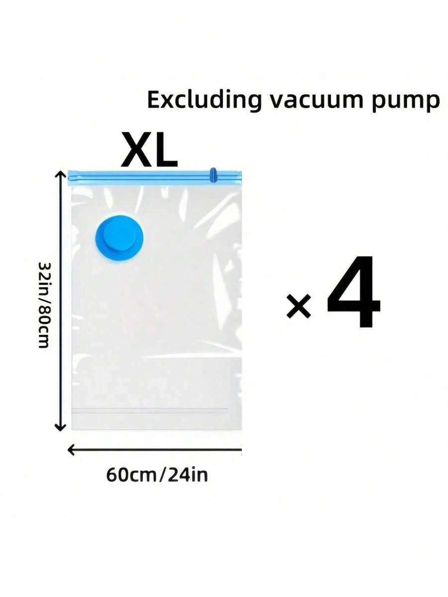 4pcs Extra Large Vacuum Storage Bag Set, Space-Saving, Reusable, Waterproof And Moisture-Proof Compression Bags, Suitable For Clothes And Bedding, Travel Luggage, Blankets, Quilts, Suitable For Dormitories, Wardrobes, And Moving - Clear - View 1