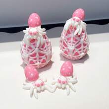 3D Printed Cute & Adorable Pink & White Spider + Spider Egg Model, Plastic Figurine Desktop Decor Sculpture, Holiday Gift - Multicolor - View 10