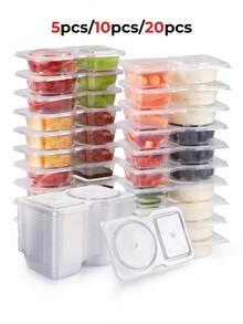 20pcs Reusable Snack Containers With Lids, New Design Snack Boxes, Snack Divider Boxes, Snack Packaging Boxes, Double Layer Snack Boxes, Suitable For Dining Out And Camping - Multicolor - View 11