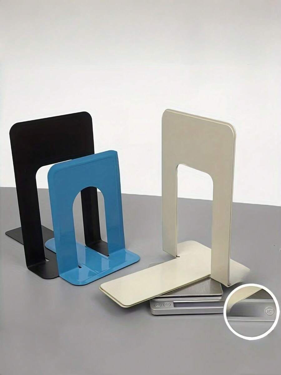 1pc Polished Iron Metal Bookend, Minimalist Design, Suitable For Organizing Books In Library, Student Desk And Office Desk, L-Shaped Metal Bookend, Desktop File Organization, Economic Government Procurement Bookend