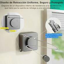 Tendedero Retráctil de 4.2M Cable de Acero Inoxidable Montado en la Pared Elasticidad Ajustable Carga Máxima de 20KG Adecuado para Uso en Interiores y Exteriores Gris - Gris - Ver 4