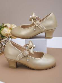 秋冬新款冰雪梦幻渐变低跟圆头公主鞋，舒适芭蕾平底鞋，适合宴会及各种场合，百搭必备单品 - 香檳色 - 查看 1