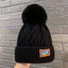 Winter Fleece-Lined Thickened Warm Knitted Hat For Women With Large Head Circumference, Ear Protection, And White Pom-Pom - 粉紅色[軟糯加絨款] - 查看 7