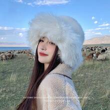 2025 Winter New Women's Hat, Face Slimming, Fleece Lined, Thickened, Warm, Ear Protection, Large Head Circumference, Fluffy Fisherman Hat - Mongolian Felt Hat [pink] - View 3