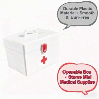 1:12 Scale Dollhouse First Aid Kit - Realistic White Box Medical Kit With Red Cross Logo, Suitable For Medical Storage In Dollhouses, Model Scenes, Role-Playing And Miniatures - Applicable For Dollhouses And Miniature Displays