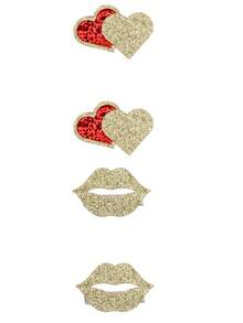 4件套情侣情人节发夹套装，心形玫瑰花图案，配套发夹 - 彩色 - 查看 11