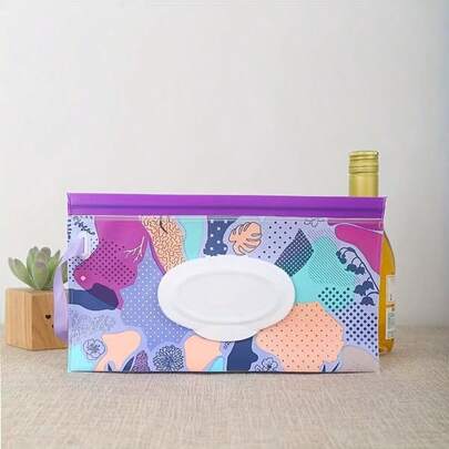 Cleaning Wipe Dispenser Set, Reusable Refillable Wet Wipe Holder, Portable Cleaning Pouch, Multi-Purpose Storage Bag For Home And Travel (Floral Design)