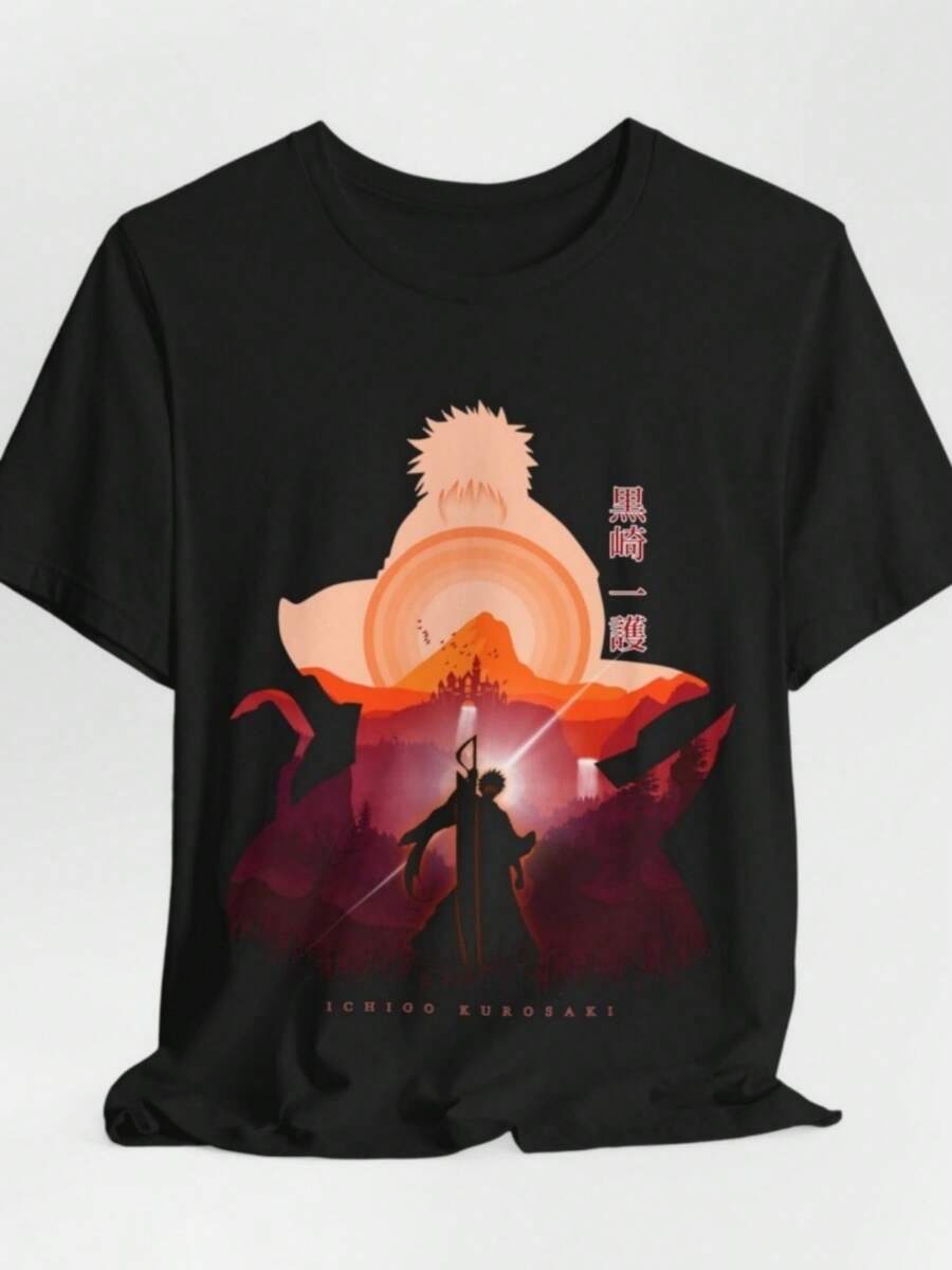 Bleach Anime Tee, Ichigo Kurosaki Shirt, Japanese Manga Graphic Top, Unisex - màu đen - Xem 1