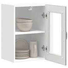 vidaXL Armadio murale da cucina con porte in vetro Lucca sonoma grigio - Grigio - Visualizzare 5