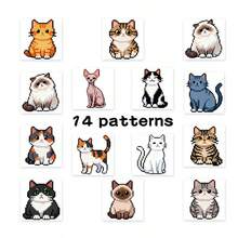 500PCS Pixel Style Cats Sealing Stickers Creative Cat Cartoon Roll Decal DIY Luggage Phone Guitar Scraphbook Birthday Party Gift - Multicolor - View 3