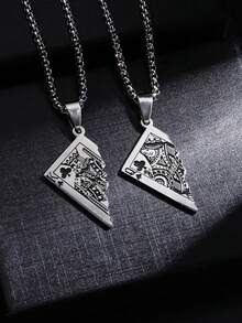 SeuSuk 1pc Men's Stainless Steel Half Poker Card K Pendant Necklace, Fashionable & Creative - The New - View 4