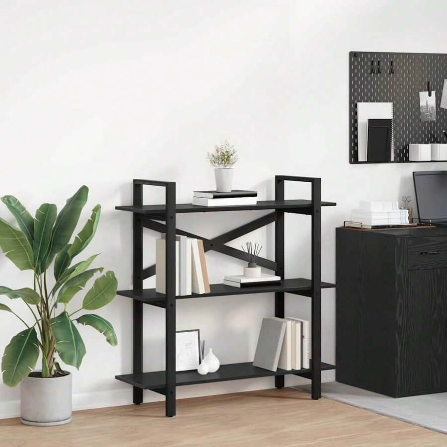 vidaXL Étagère Chêne negro 100 x 33,5 x 102 cm Madera de ingeniería - Negro - Ver 1