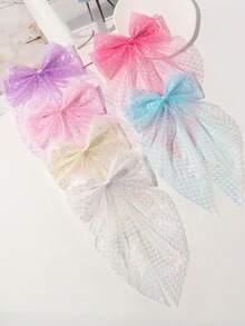 6pcs Girls' Versatile Mesh Bow Hair Clips, Suitable For Daily Use - Multicolor - View 3