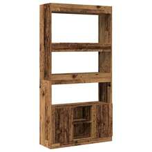 vidaXL Buffet haut vieux bois 92x33x180 cm bois d'ingénierie - Castano - Visualizzare 2
