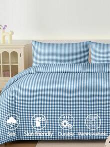 2/3pcs/Set Blue Checkered Plaid Pattern Duvet Cover Bedding Set, Soft Breathable Wrinkle-Free Better For Sleep, Luxury Hotel Style, Gift For Mom Dad Friend, Reversible Two Tone Quilt Comforter Duvet Cover*1 Pillowcase*1/2 King Queen Full Twin Size