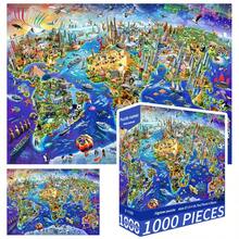 1000片拼图玩具，尺寸70厘米*50厘米，油画风景卡通图案，成人减压，装饰艺术品，适合万圣节、圣诞节、生日礼物 - 彩色 - 查看 14