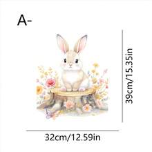 1pc Easter Static Window Cling Happy Bunny With Flowers Eggs And Hearts Pattern Glass Decoration Sticker Electrostatic No Glue Removable Waterproof PVC Double Sided Visual Decal For Living Room Kitchen Shop Window Spring Holiday Farmhouse Home Decor Adults - Multicolor - View 15