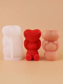 1 khuôn silicon hình gấu trái tim cho ngày Valentine - A-trắng - Xem 5