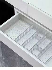 7/8个透明塑料抽屉收纳盒，可自由组合的储物托盘，适用于存放化妆品、珠宝、餐具、小工具等。