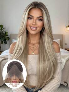 13x4 HD Lace Front Wig: Silky Long Ombre Brown – Undetectable Hairline, Breathable & Fluffy For Effortless Gorgeous Looks Synthetic Lace Wig - Multicolor - View 11