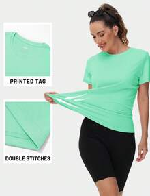 KEFITEVD Women's Short Sleeve T-Shirts UPF 50+ Sun Protection Quick Dry Athletic Running Workout Rash Guard Tops - verde menta - Ver 5