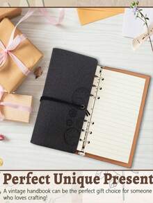 A6 Monthly Planner, Travel Notebook, Loose-Leaf Diary, Replaceable Six-Hole Binder, Replaceable Loose Pages, Reusable PU Leather Cover, PU Leather-Bound Six-Hole Binder Diary, Retro Replaceable-Leaf Travel Notebook (Includes Lined, Blank, Grid, And Kraft Paper), Scrapbook Diary With Pendant (A6, 80 Pages), Reusable Sticker Book/Sticker Collection Album (Will Not Damage Stickers), Ideal Gifts For Friends And Family. - Multicolor - View 7