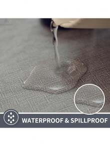 Grey Rectangle Square Tablecloth, Waterproof Oil-Proof Scratch-Resistant Table Cloth, Wipe-Clean Polyester Table Cover For Dining Camping Indoor Outdoor, Multi-Size - Grey - View 4