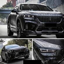1pc Black Ghost Camouflage Car Wrap Decal, DIY Carbon Fiber Forged, Personalized Car Sticker With Vinyl Adhesive, Suitable For Motorcycle, Skateboard, Car Wrap, Color Change Film, Car Modification