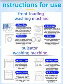jakehoe 1pc/3pcs/5pcs/10pcs Washing Machine Cleaning Powder. Suitable For Various Washing Machines: Wall-Mounted, Pulsator, Drum, And Old-Style Washing Machines. 1. Place An Appropriate Amount Of The Product Into The Washing Machine. 2. Add Water And Run For About 5 Minutes For The Product To Fully Dissolve. If The Dirt Buildup Is Severe, It Is Recommended To Soak In 40°C-60°C Warm Water. 3. Pause The Operation And Soak For 3 Hours. For First-Time Use Or Severe Dirt Buildup, It Is Recommended To Soak For 5-8 Hours. - Multicolor - View 4