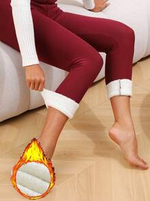 2026 Women's Fleece-Lined Thermal Yoga Leggings - Winter Warm Tights With Full-Leg Coverage, Black/Brown/Beige, Machine Washable Hiking Running Gym Pants For Cold Weather Exercise & Activities (No Dry-Clean), Leggings For Women, Yoga Pants For Women, Women Yoga Pants, Leggings For Women Stretchable, Yoga Pants Women, Womens Leggings, Gym Outfits For Women, Yoga Pants Pants For Women, Gym Clothes Women, Gym Leggings Women, Women Leggings, Butt Scrunch Leggings, - 紅色 - 查看 4