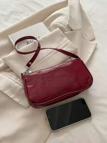Nueva bolsa de hombro versátil y de moda, bolso de mujer para debajo del brazo - Burdeos - Ver 4