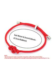 1Pc Handwoven Lucky Knot Red Rope Bracelet Red Rope Chinese New Year Knot Protective Bracelet Charm For Women & Men Valentine'S Day Anniversaries Gift - 3mm Adjustable Hand Strap - View 2